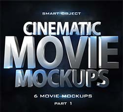 6个电影片头3D文字模板(含PS样式)：Cinematic 3D Movie Mockups V2